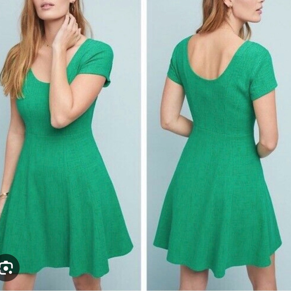 Maeve by Anthropologie Textured Fit & Flare Mini Dress | Vivid Green | XSmall